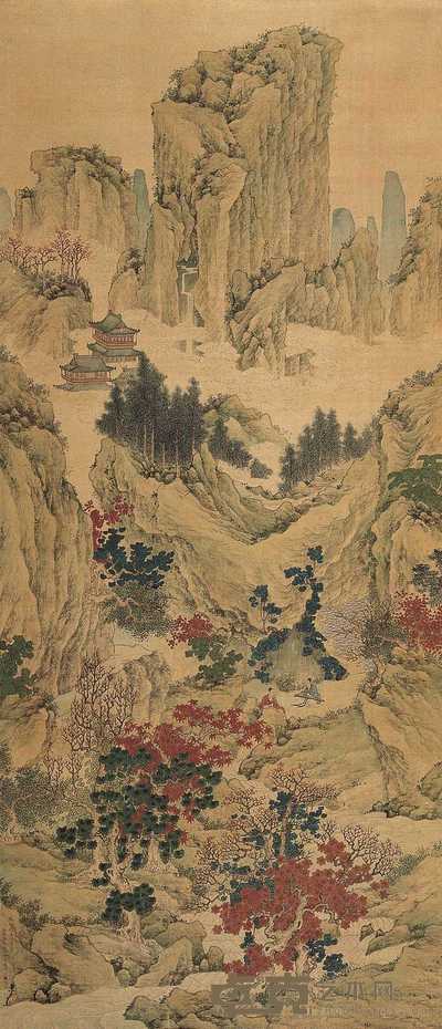 张若霭 张若澄 秋山抚琴图 立轴 135.5×58.5cm